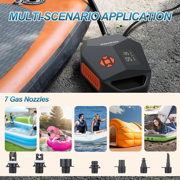 Paddle Board Pump, SUP Pump Electric Portable with Auto-Off/Deflation, 12V DC - Picture 5 of 7